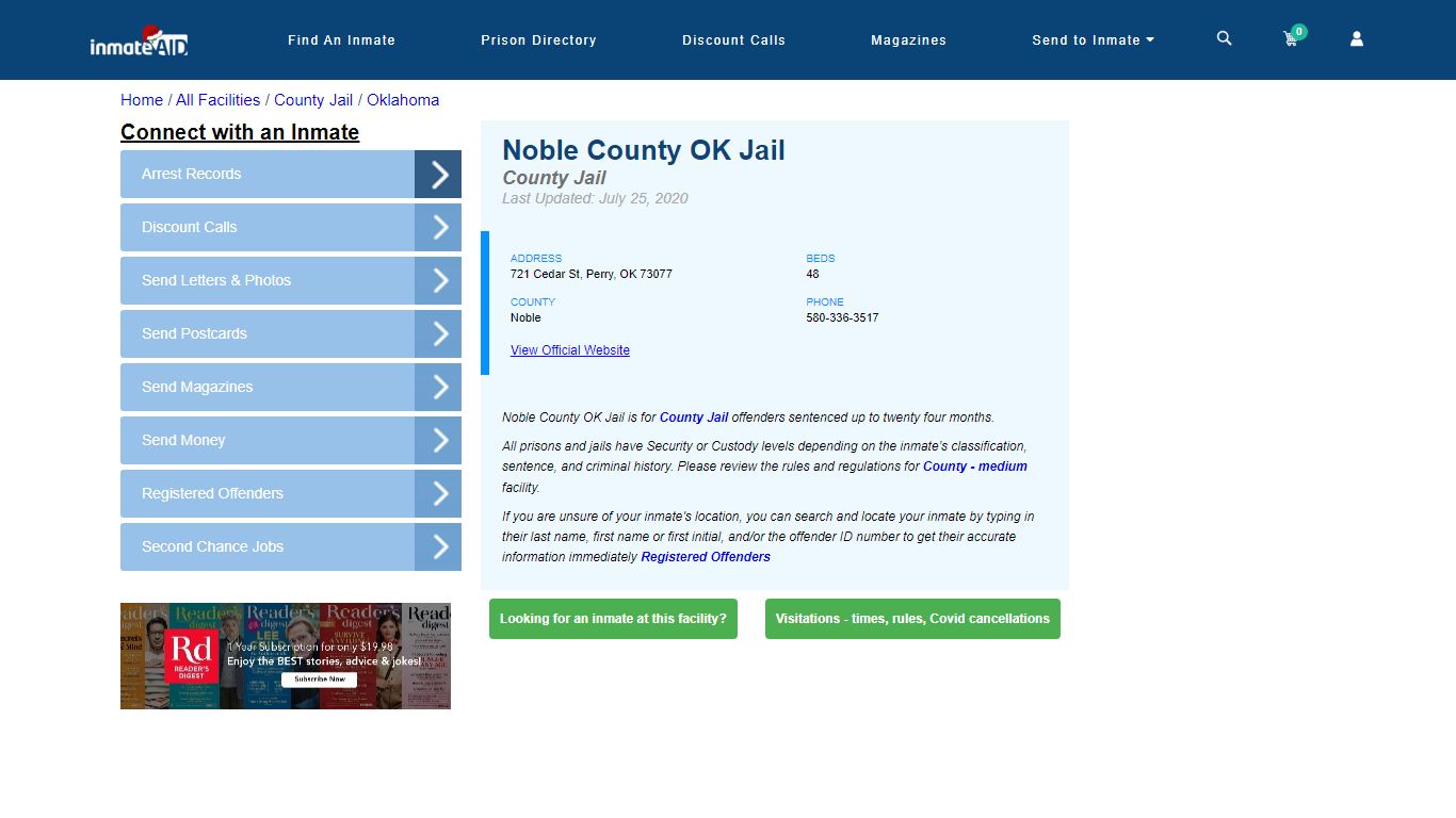 Noble County OK Jail - Inmate Locator - Perry, OK