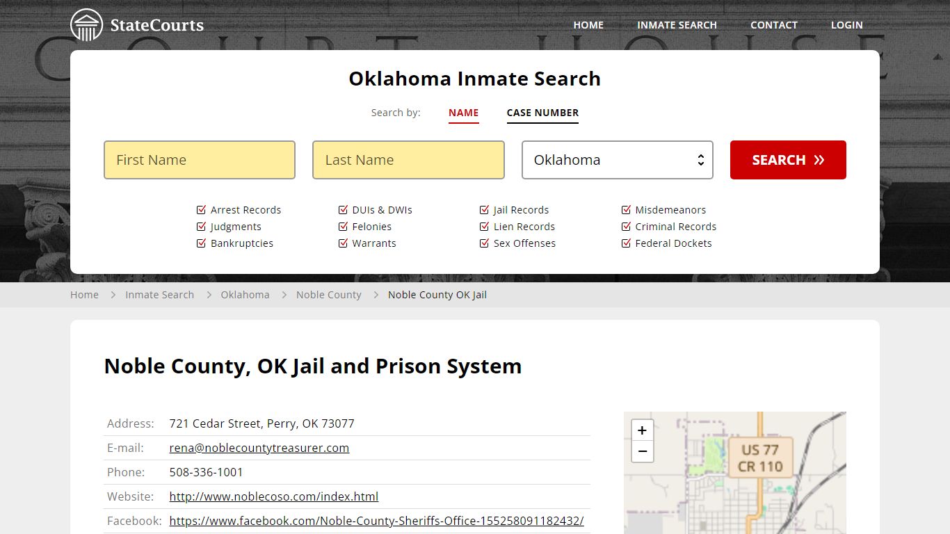 Noble County OK Jail Inmate Records Search, Oklahoma - StateCourts